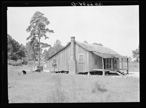 Grady Watson was moved from this shack at Irwinville, Georgia, to a new Federal Emergency Relief Administration (FERA) house and farm unit in Irwinville Farms rural resettlement project