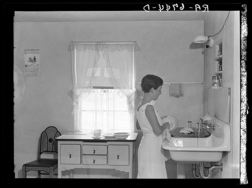 Kitchen in one of the new homesteads. Tygart Valley, West Virginia