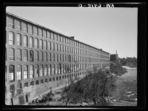 Looking south from Granite Street Bridge on east side of river. Amoskeag, Manchester, New Hampshire