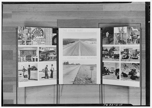 A panel from an exhibit "In the image of America," designed by the Farm Security Administration as part of the science and industry exhibit held in Rockefeller Center, New York City, in 1941