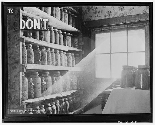 And this is also a poor place. Sunlight causes some foods to fade. Direct sunshine makes too much heat for the jars