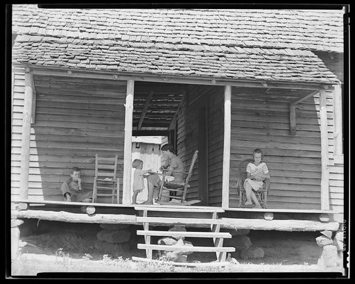 Front porch of the Burroughs' home. Hale County, Alabama