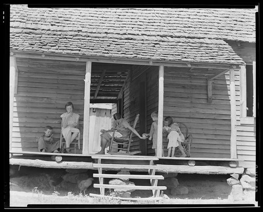 Front porch of the Burroughs' home. Hale County, Alabama