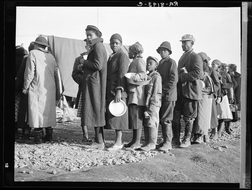 Negroes waiting for food in the Forrest City, Arkansas, concentration camp
