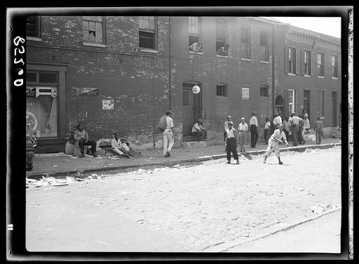 Street in slum area. Baltimore, Maryland