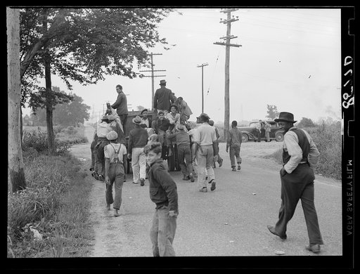 Migrant workers hired as strikebreakers after the strike at the King Farm near Morrisville, Pennsylvania