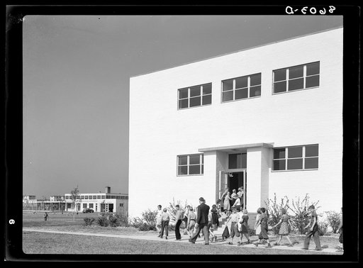 Children going in after recess. Greenhills, Ohio