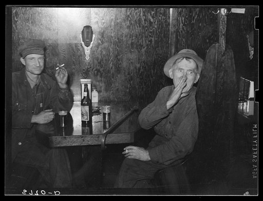 Farmer and old cowboy in North Platte, Nebraska, saloon