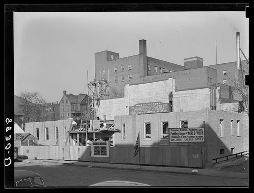 Gospel Tabernacle under construction. Omaha, Nebraska