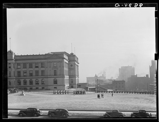 Military training in high school. Omaha, Nebraska