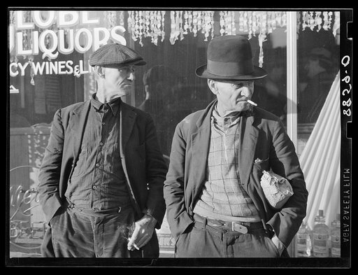 These men are both past sixty. Neither of them expect ever to work again. They ride freight trains from Omaha to Kansas City to St. Louis and back again. Omaha, Nebraska