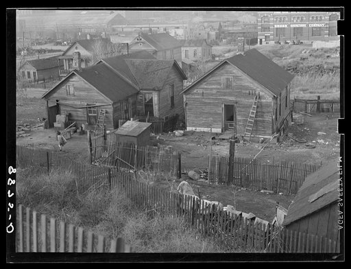 Houses along the railroad tracks. Omaha, Nebraska