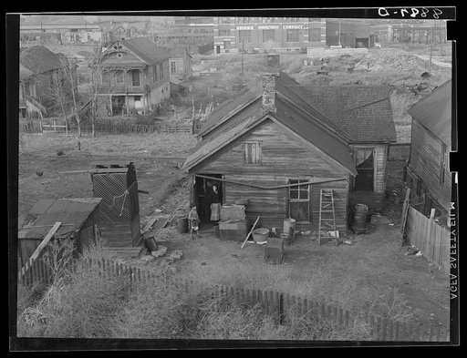 Houses along the railroad tracks. Omaha, Nebraska
