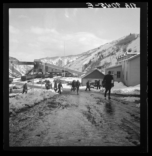 Blue Blaze mine. Consumers, mining town near Price, Utah. Miners coming home