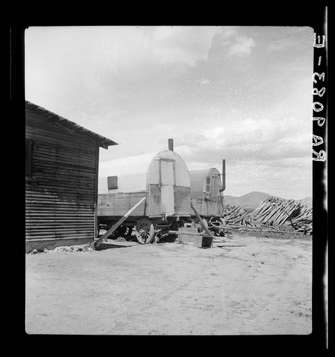 Central Utah fry land adjustment project, forty miles from Tooele, Utah. Sheep wagons in which some workers on project lived