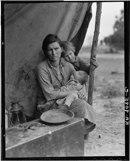 Migrant agricultural worker's family. Seven children without food. Mother aged thirty-two. Father is a native Californian. Nipomo, California