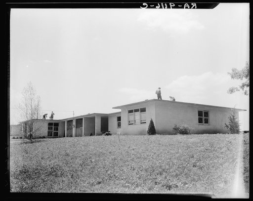 Hightstown, New Jersey. Type house for two families (incomplete). Will be ready for occupancy July, 1936