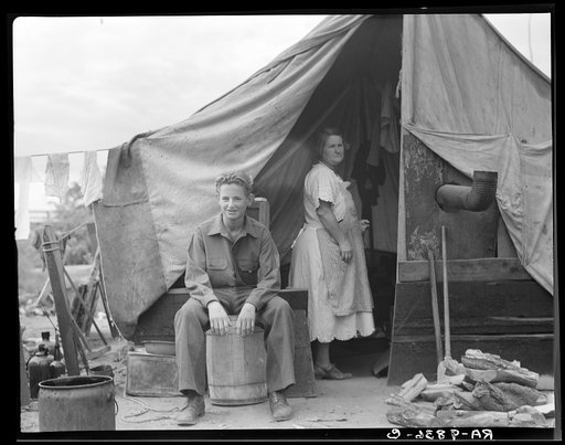 Part of migrant family of five, encamped near Porterville, California, while waiting for work in the orange groves