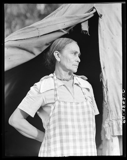 Migratory woman, Greek, living in a cotton camp near Exeter, California