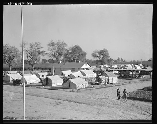 View of Kern migrant camp showing one of three sanitary units. California
