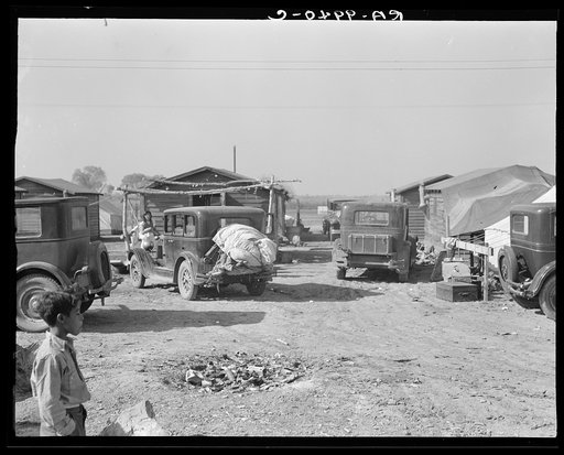 Housing for migratory workers in cotton, five miles north of Corcoran, California. The famous strikers' concentration camp in 1933 was at Corcoran camp