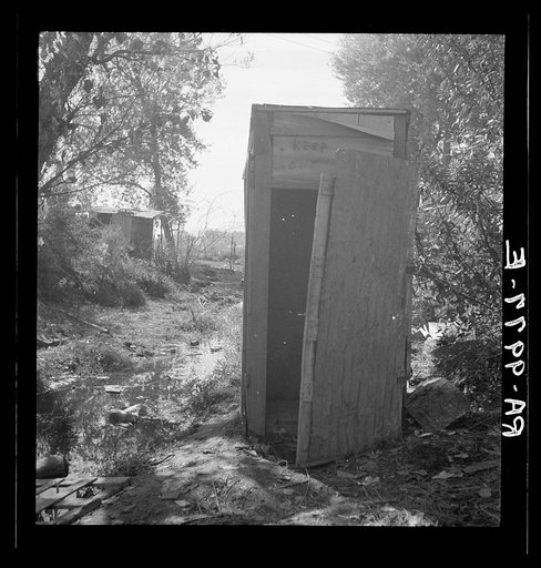 Privy in cotton camp for migratory workers. California