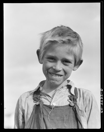 Son of cotton picker living in squatters' camp near Farmersville, California