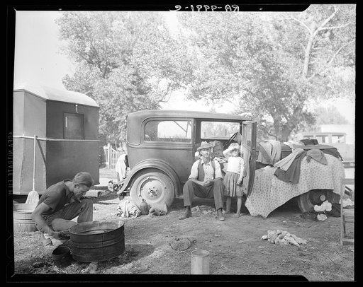 Migratory family in auto camp. California