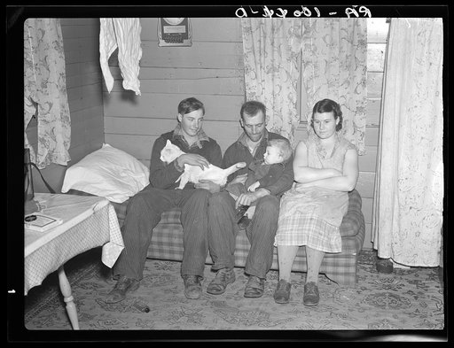 William Helmke, wife, baby, and brother live in one-room shack on ninety acre farm owned by lawyer. Iowa