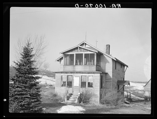 House on farm of J.E. Herbandson, owner-operator. Farm under heavy mortgage. Near Estherville, Iowa