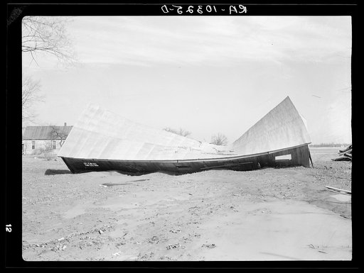Chicken house torn from foundations and twisted. Posey County, Indiana