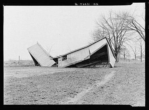 Chicken house twisted by the flood. Point Township, Posey County, Indiana