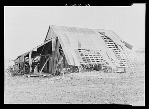 A barn stripped by the flood on Mackey Ferry Road. Near Mount Vernon, Indiana