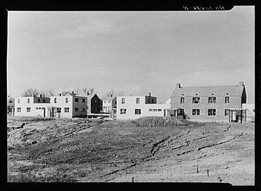 Different types of houses being constructed on the Suburban Resettlement Administration project. Greenhills, Ohio