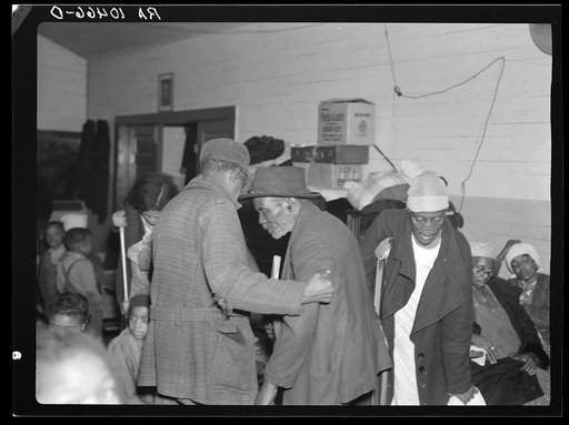 Colored flood refugees housed in the Baptist church at Sikeston, Missouri