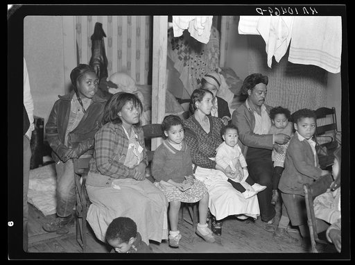 Group of colored flood refugees housed in the Baptist church at Sikeston, Missouri