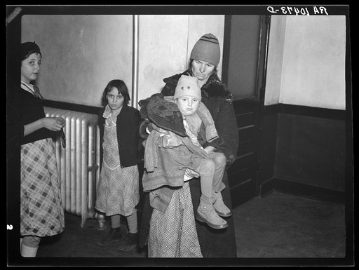 Flood refugees in schoolhouse at East Prairie, Missouri