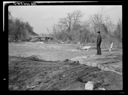 State highway flooded by the White River. Near Hazleton, Indiana