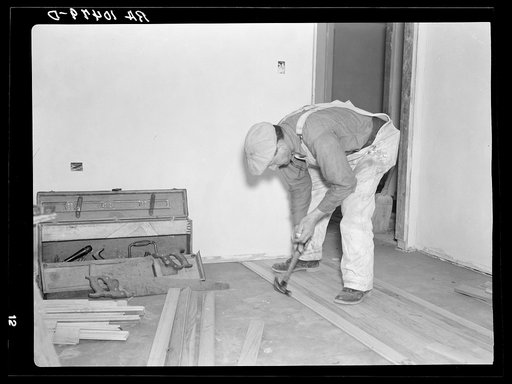 Laying a hardwood floor. Greenhills project, Ohio