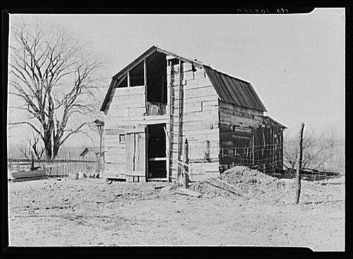 Barn erected by Erasty Emvich, tenant farmer near Battlefield, Indiana