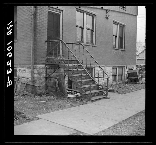 Side entrance to an old hotel in Joy, Illinois