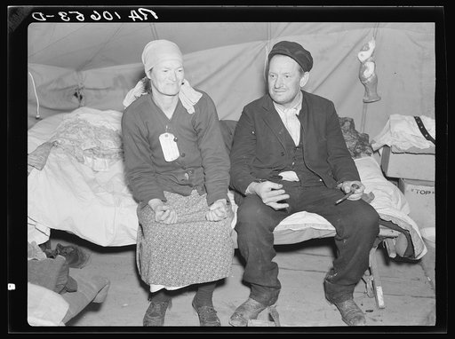The parents of seven children. Flood refugees in Tent City, camp near Shawneetown, Illinois