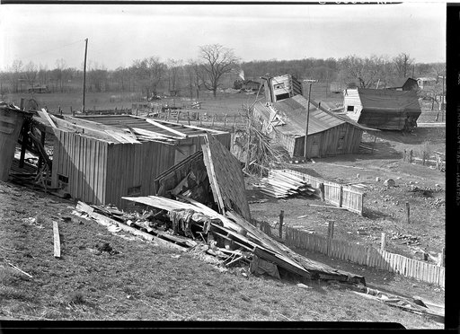 Damage done during the 1937 flood near Shawneetown, Illinois