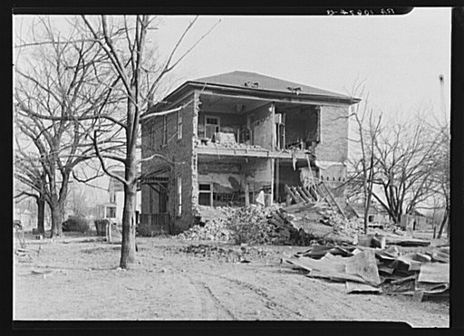 The old Catholic seminary after the flood. Shawneetown, Illinois