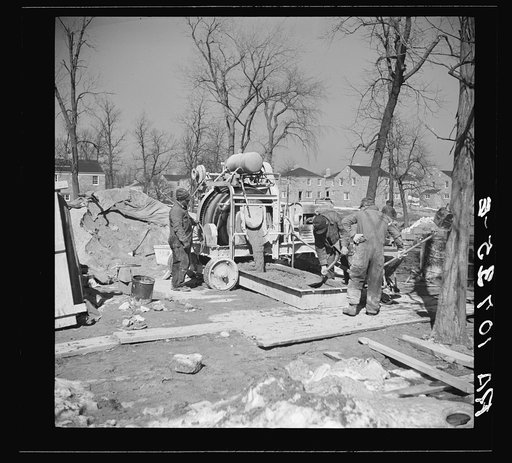 Mixing concrete at Greendale, Wisconsin