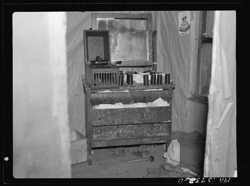 Bureau in the bedroom in the house, occupied by the Ingrahams and the Smallwoods near Nelma, Wisconsin