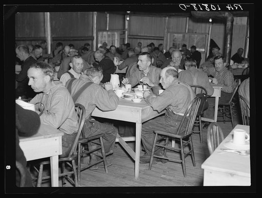 Men in transient camp near Hagerman Lake, Michigan