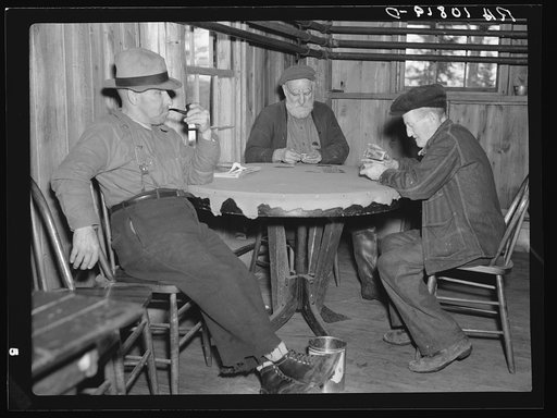 Some of the residents of the transient camp operated by the state of Michigan at Hagerman Lake. About a hundred men are quartered here, mostly old lumberjacks, miners, and other unemployables. Some of these men stay for just a short time. When men come to camp they are usually undernourished