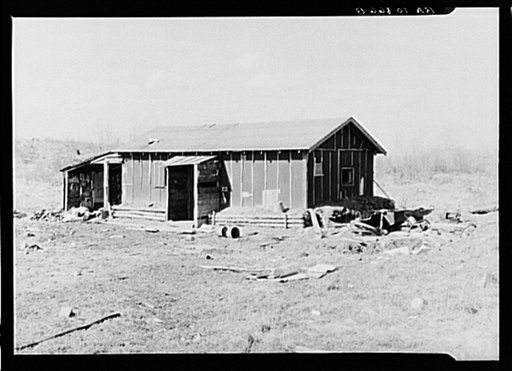 Tarpapered shack formerly occupied by Max Sparks and his family near Tipler, Wisconsin. Sparks could not meet the payments of three dollars per month and lost this property after paying about one hundred dollars