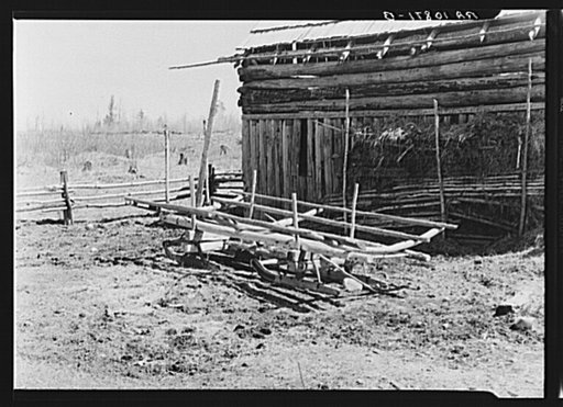 Crude "wagon sled" on the Bodray farm near Tipler, Wisconsin